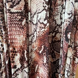 Snake print midi dress in brown and white